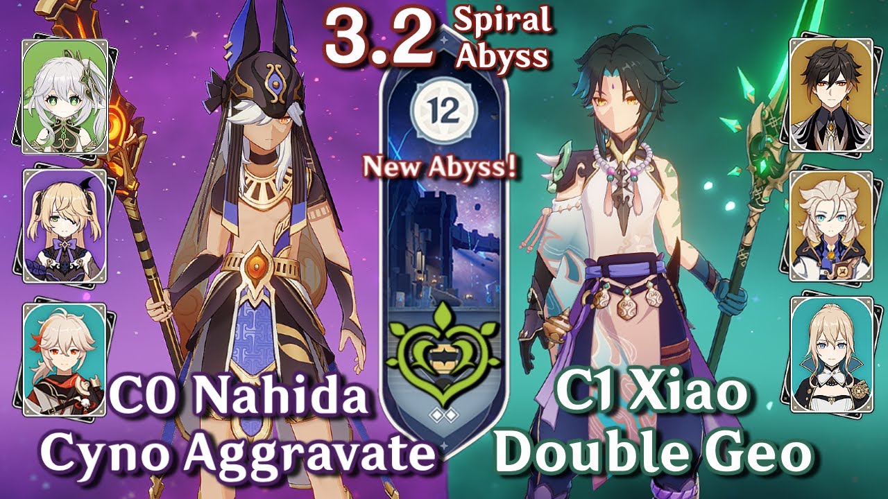 Spiral Abyss 3.2 - C0 Cyno Nahida Aggravate & C1 Xiao Double Geo | Floor 12 9 Stars | Genshin Impact
