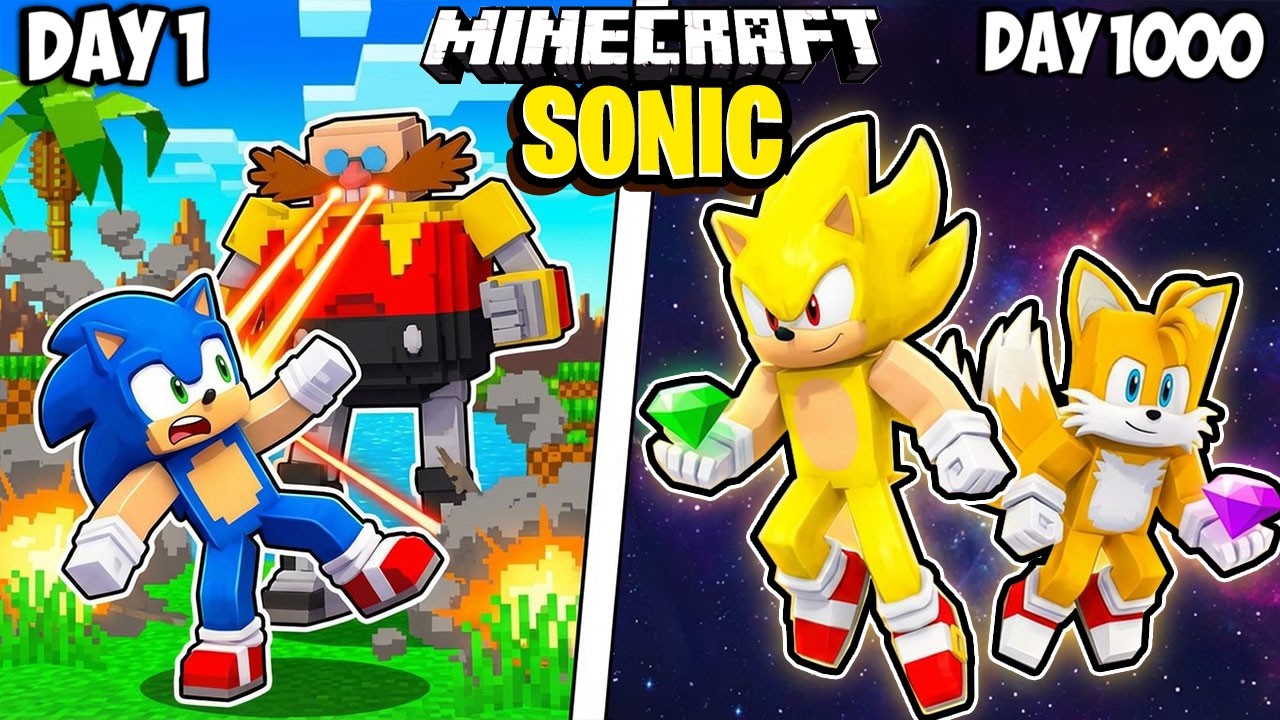I Survived 1000 Days as SONIC in Minecraft