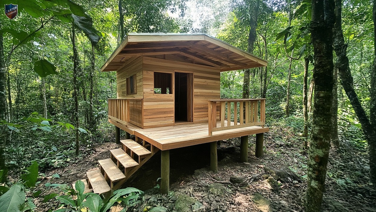 Building Two Wooden Houses Completely by Hand – A Challenging Journey!