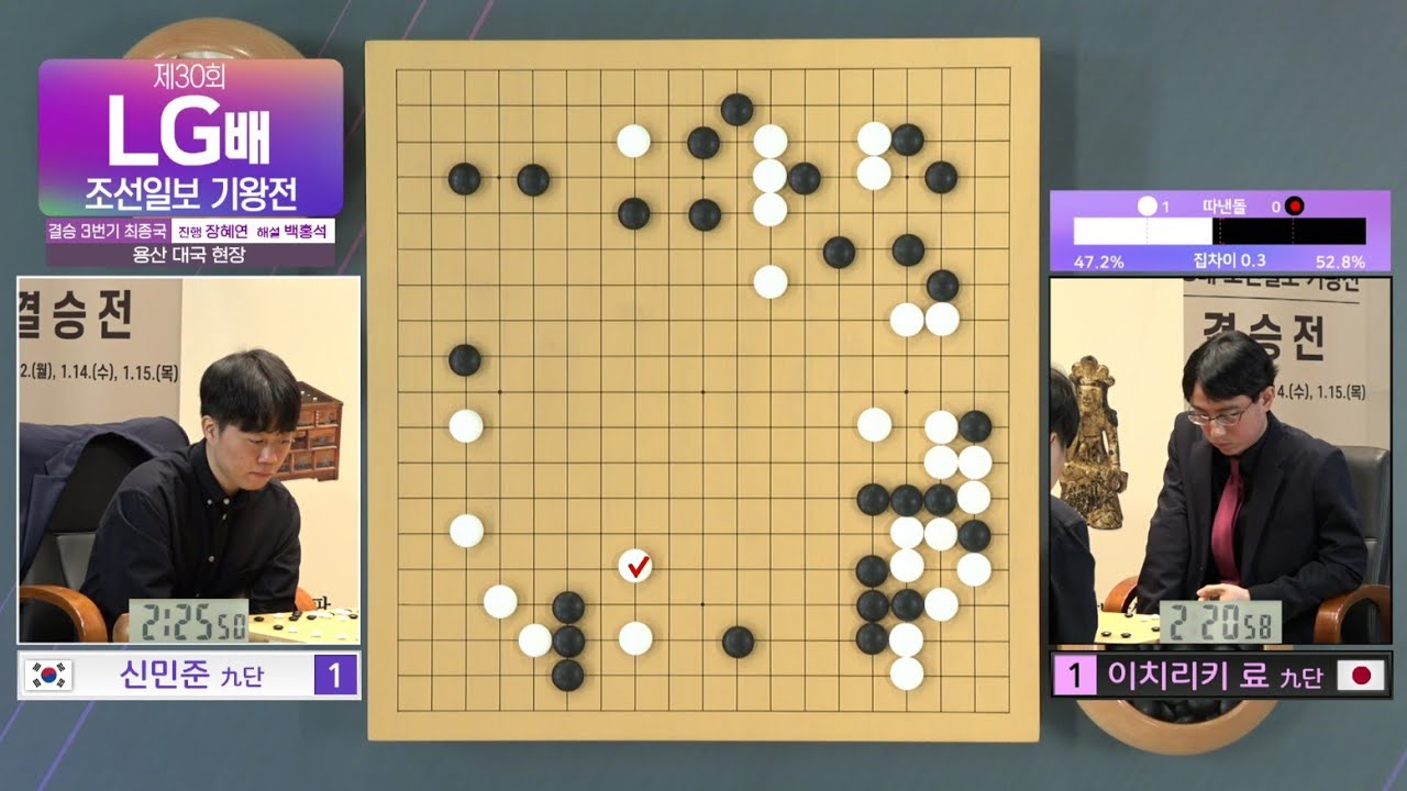 ['1승' 신민준 vs '1승' 이치리키 료] 제30회 LG배 조선일보 기왕전 | 결승 3번기 최종국