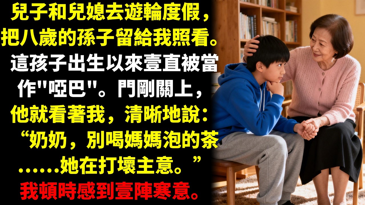 當我兒子和兒媳去度假時，我那被認爲緘默了八年的孫子，突然開口說話了...他說的話救了我的命...