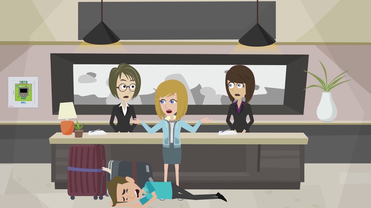 Äkillinen sydänpysähdys ja elvytys ZOLL AED sydäniskurilla_ hotelli