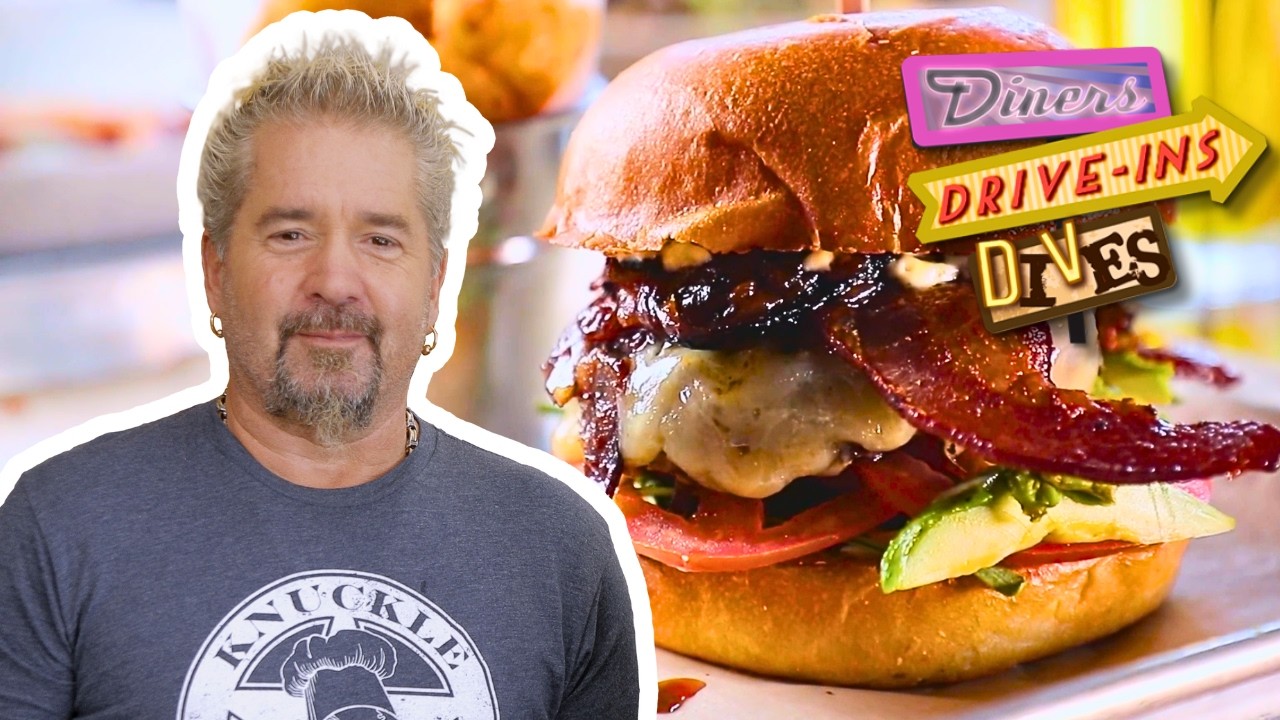 Guy Dives Into a LEGENDARY Cheeseburger in NYC 🍔 | Diners, Drive-Ins and Dives | Food Network