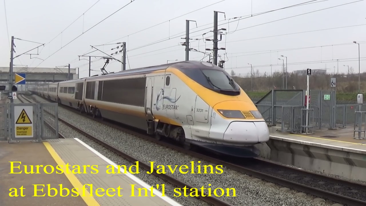 Eurostar and Javelin trains at Ebbsfleet International station, UK's Ηigh Speed 1 line