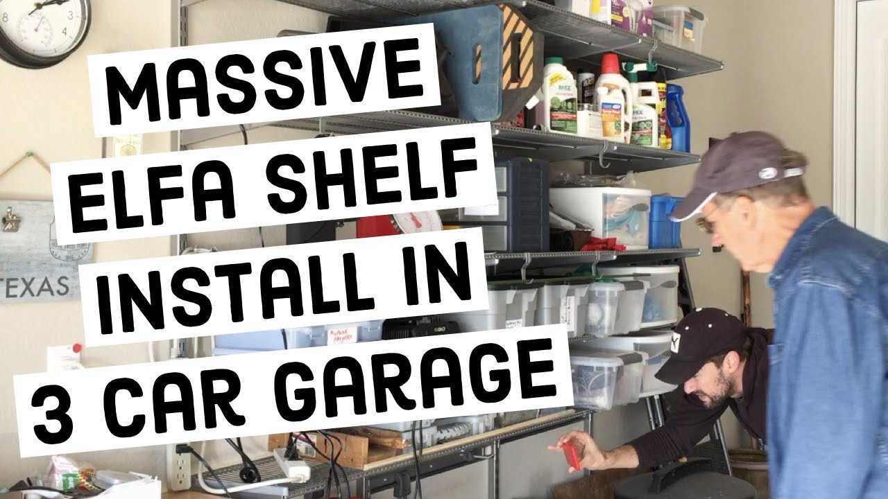 Three car garage tour: massive Elfa shelving install, storing two cars, hand...