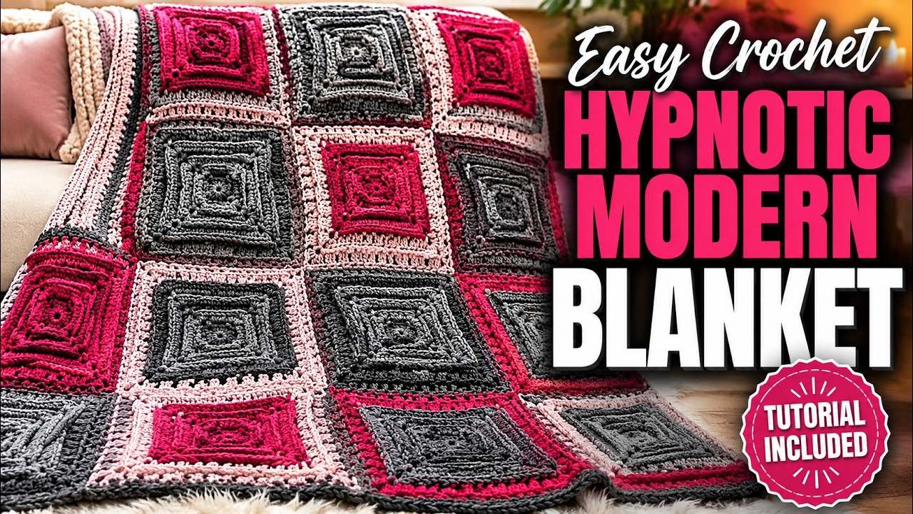 Left Hand: Crochet Hypnotic Tiles Afghan Pattern | The Crochet Crowd