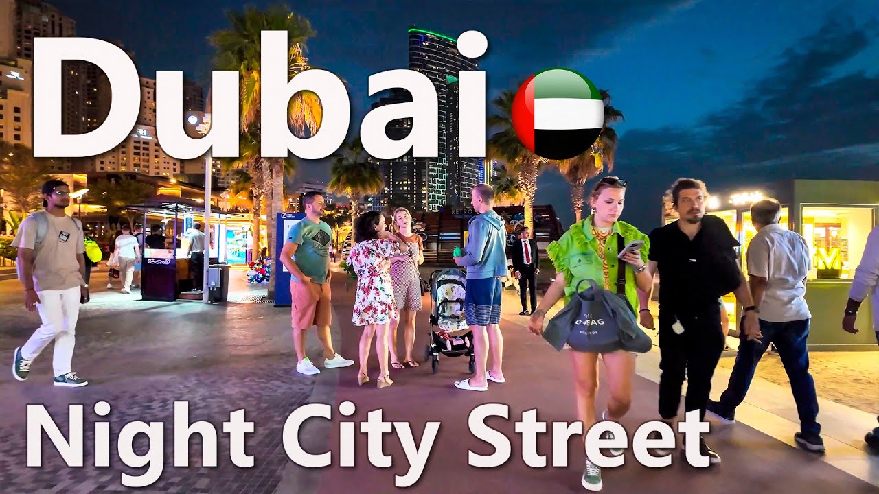 Dubai Night JBR (Jumeirah Beach Residence) Real Street Life Walking Tour 4K🇦🇪
