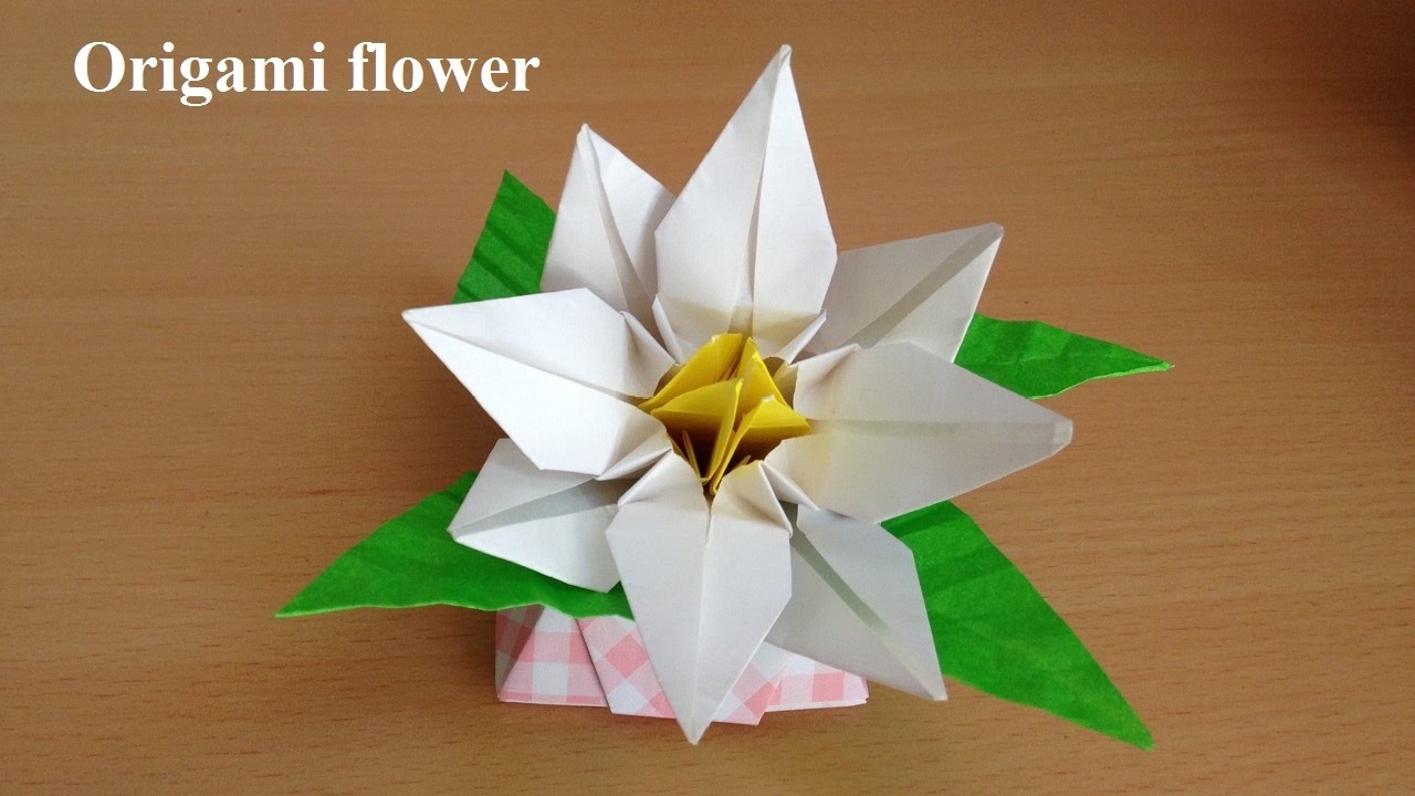 折り紙の花 くちなし 立体 折り方(niceno1)Origami flower Gardenia 3D