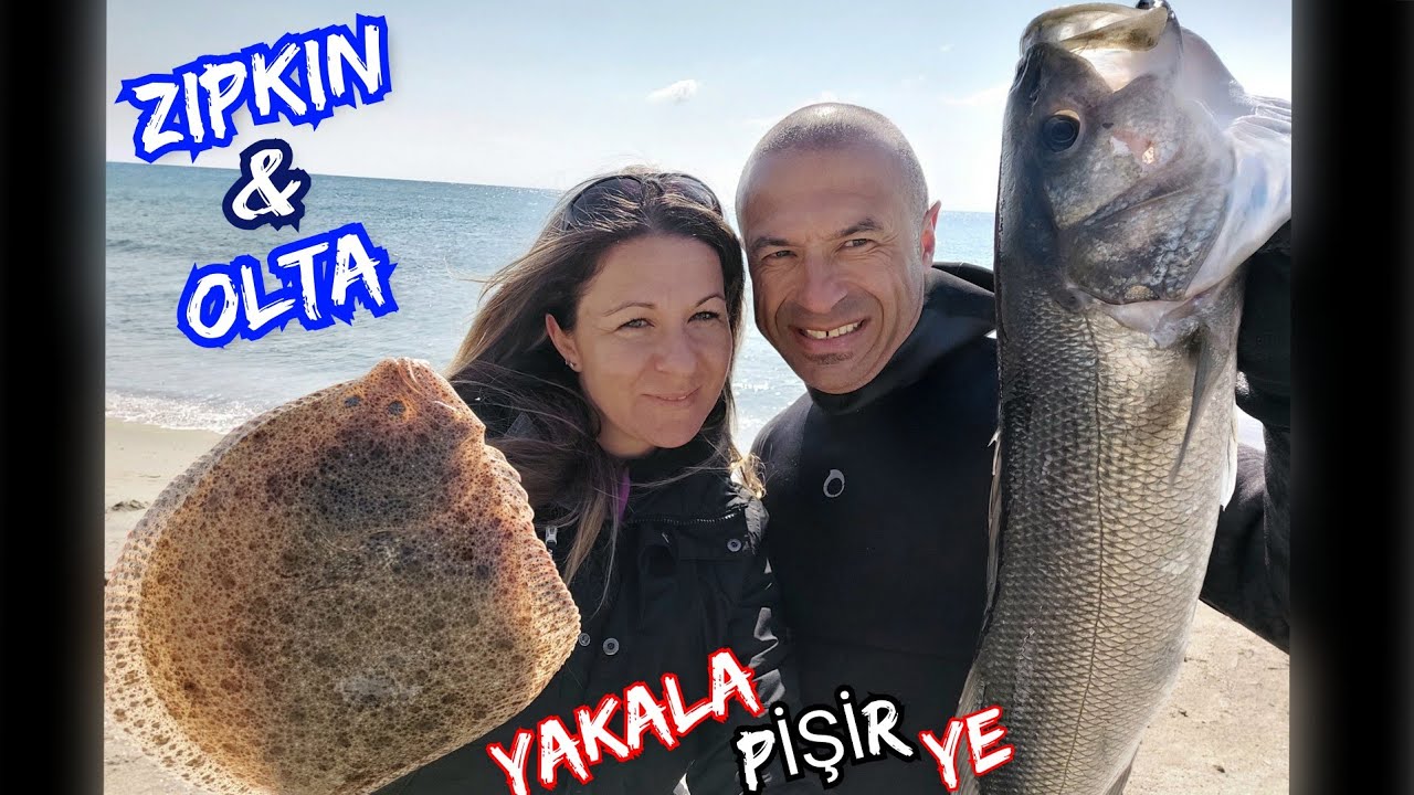 Zıpkınla sığ suda gelen efsane Levrek🐟 zıpkın & olta ile balık avı, Pisi balığı Yakala pişir ye 🔥