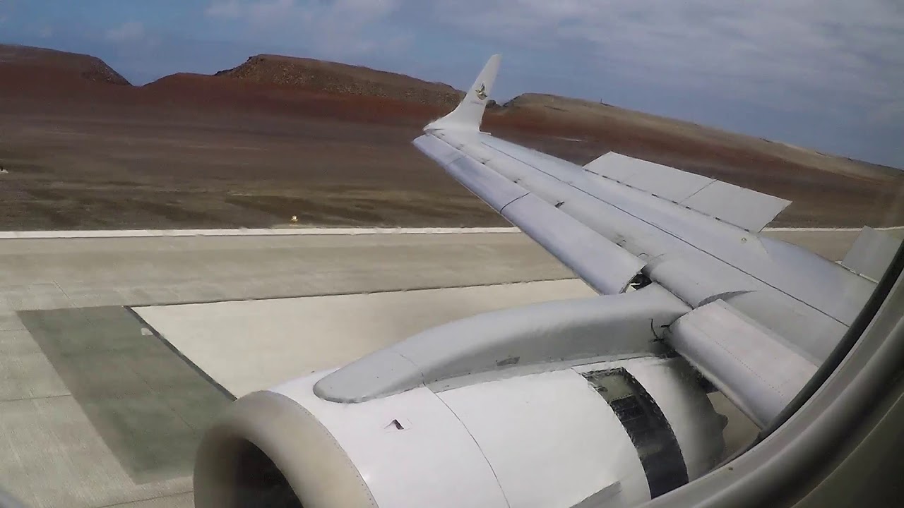 Airlink Embraer 190 landing at the new St. Helena airport