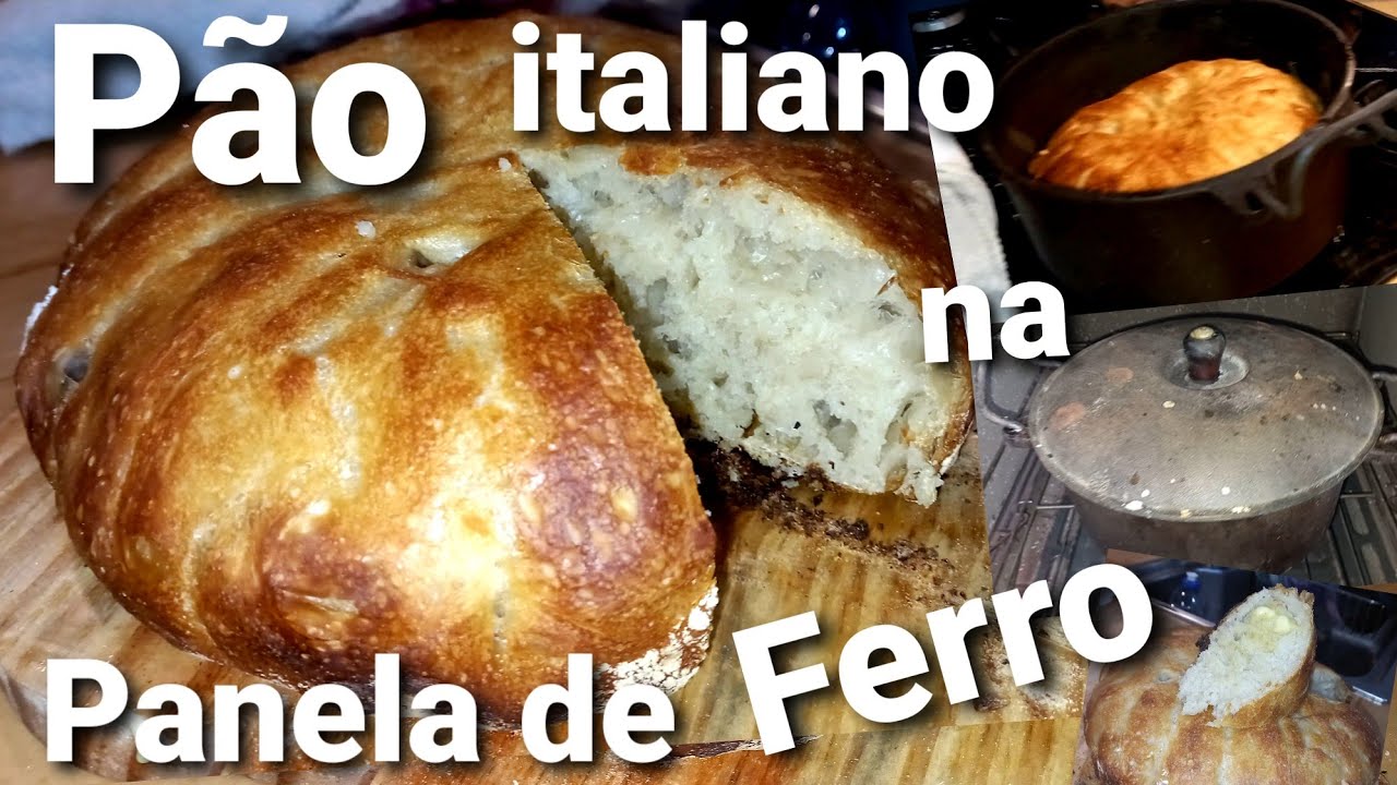 Pão italiano na panela de ferro fácil de fazer.