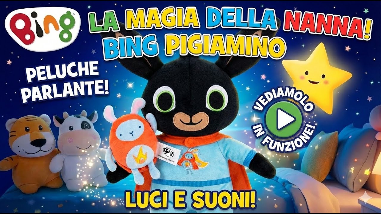 💤 🛌 🌛BUONANOTTE CON BING PIGIAMINO E HOPPITY VOOSH🌠💕🚀VEDIAMO IN FUNZIONE IL PELUCHE PARLANTE DI BING