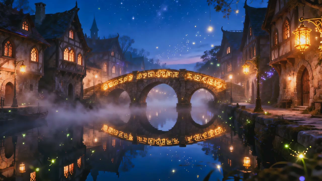 Lanterns of Eldoria 🌙 Calm Medieval Village at Night (Relaxing Ambient)