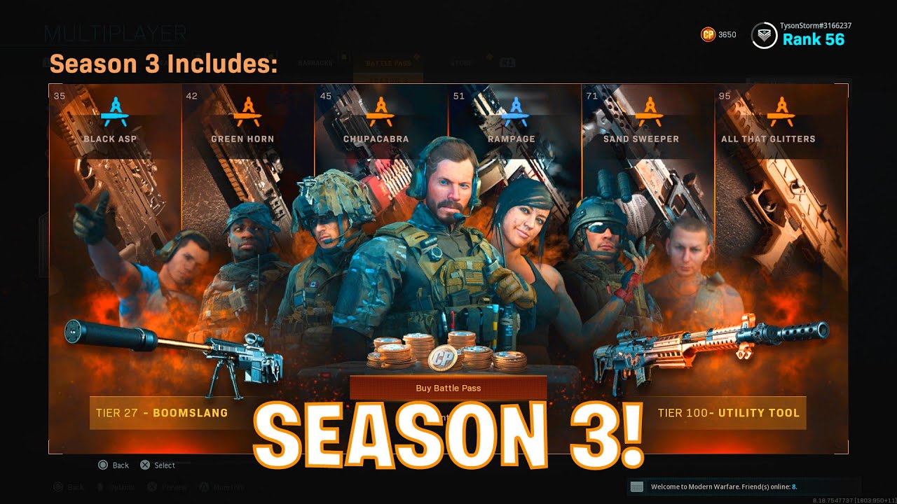 MODERN WARFARE SEASON 3 BATTLE PASS SHOWCASE - (UPDATE 1.19)