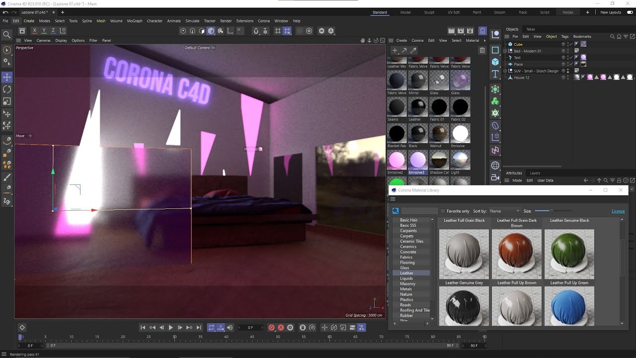 Corona Cinema 4D - 07 - Materials, Emissive, Reflection, Refraction, Transparency, Translucency, Map