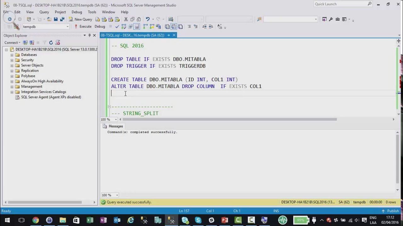 SQL 2016: Novedades TSQL