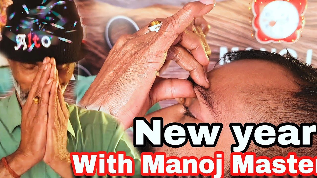 Manoj Master Head Massage - Neck crack, back & ear  massage by cooling oil by Indian barber - Relax