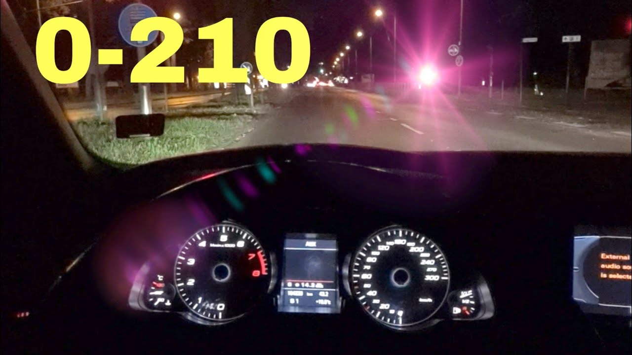 Audi S5 3.0 TFSI V6 333hp 0-100 0-200  POV stock acceleration on German autobahn / no speed limit