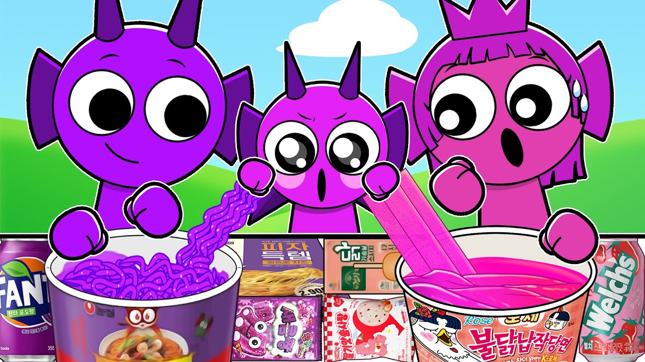 Incredibox Sprunki - Durple family Convenience Store PUPLE PINK MUKBANG | ASMR | Animation