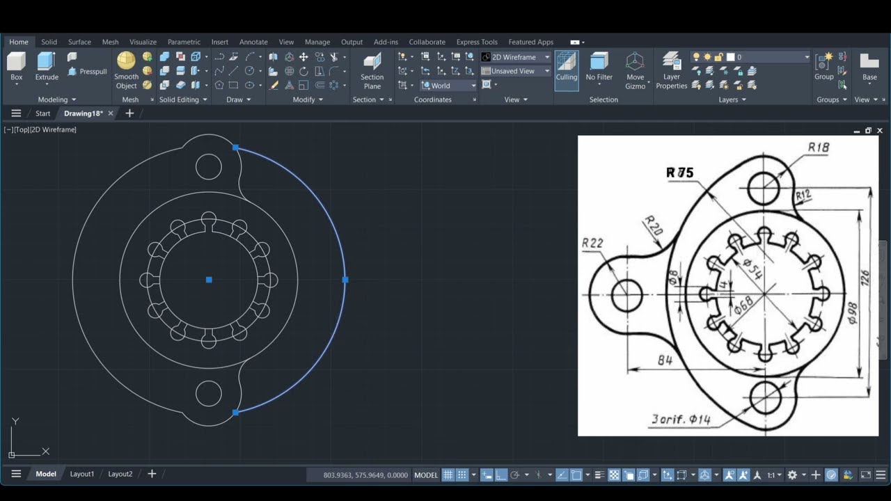 🔩 Master AutoCAD 2D Mechanical Drawing | Professional Gear Plate Design Tutorial #autocad