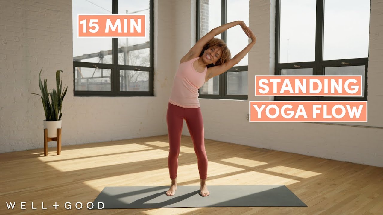 15 Minute Standing Yoga Flow | Trainer of the Month Club | Well+Good
