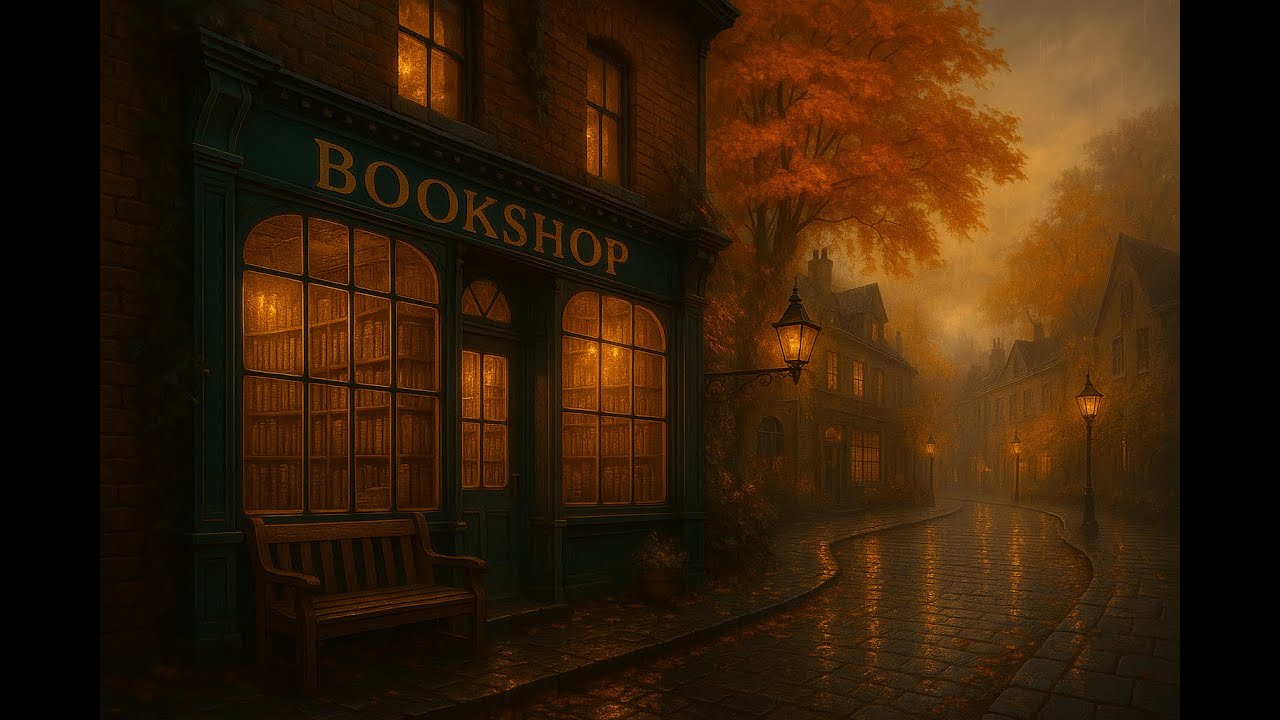 You Find a Hidden Bookshop on a Rainy Autumn Night | Dark Academia Piano & Rain Ambience