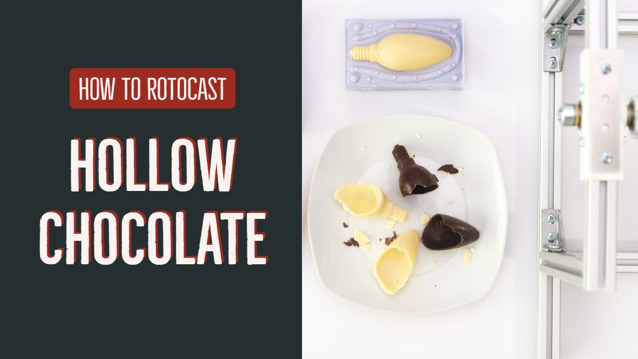How To Rotocast a Hollow Chocolate Piece using the Rototyp Rotocasting Machine KIT - (roto moulding)