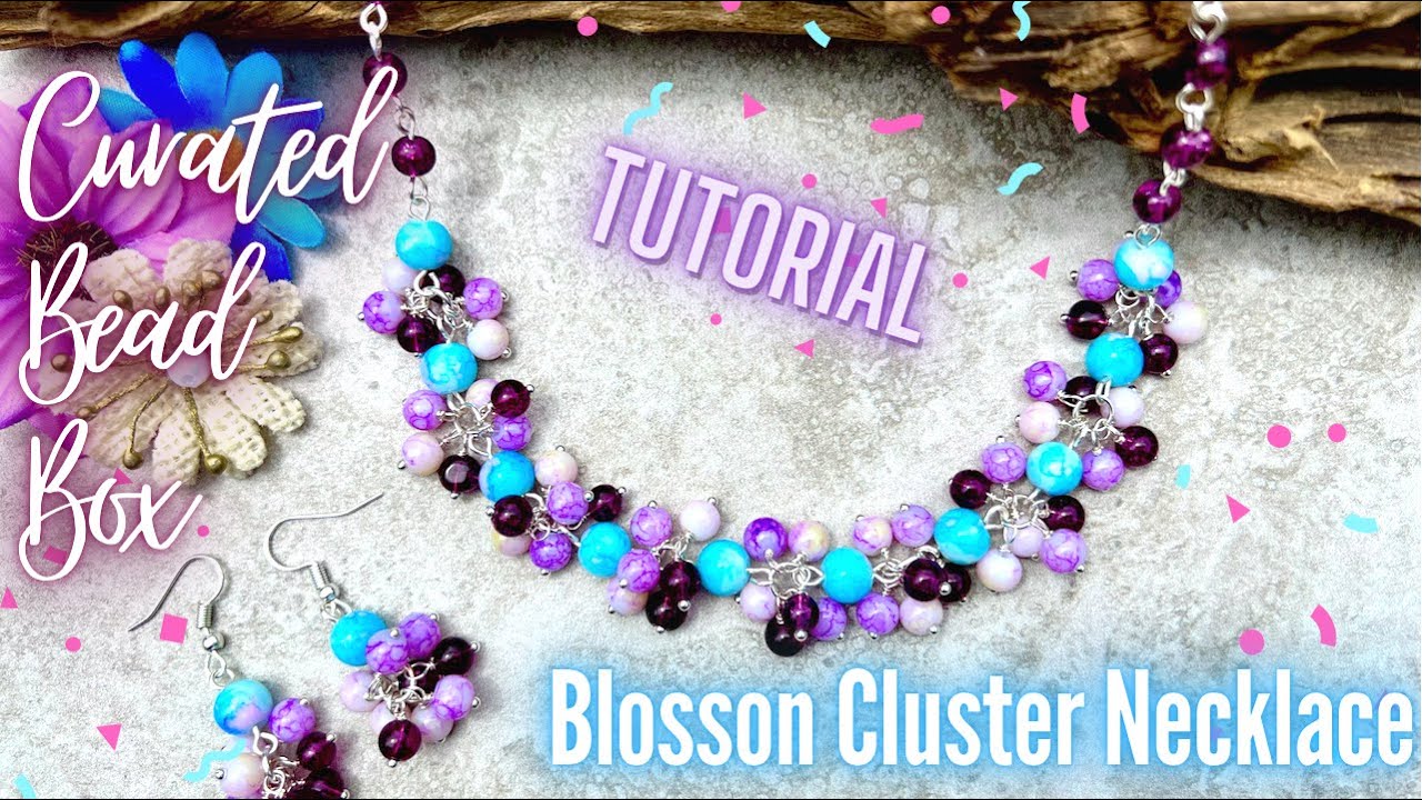 Beaded Blossom Cluster Necklace & Earrings - Curated Bead Box - May 2022