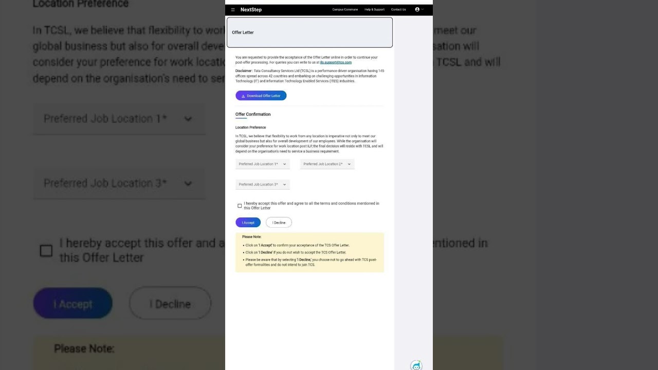 tcs next step portal - offer letter #coding #developer #tcs #offer