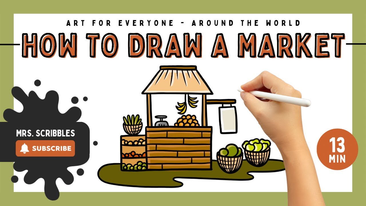 How To Draw A Market | Step-By-Step Art Tutorial | Easy Drawing For Kids