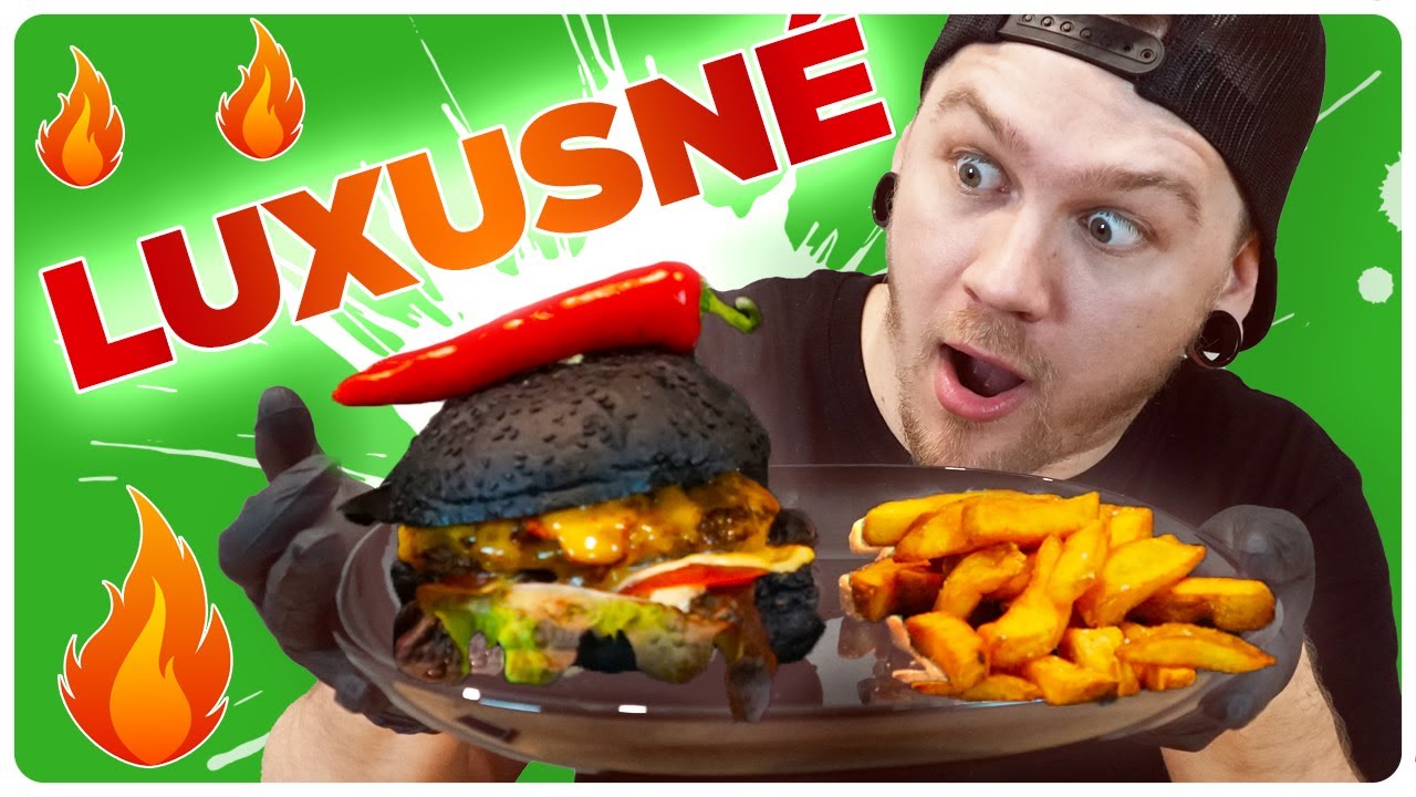Takto chutí LUXUSNÝ ČIERNY Pálivý HAMBURGER (drahé jedlo)
