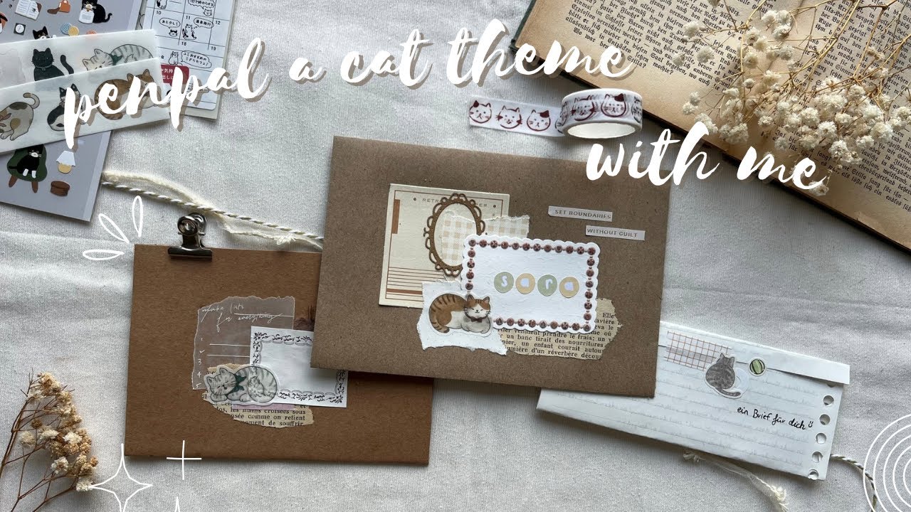 Penpal with me 🐈‍⬛ - cat theme - cute / vintage  - asmr and lofi, no talking / Papercraft diy 👩🏼‍🎨