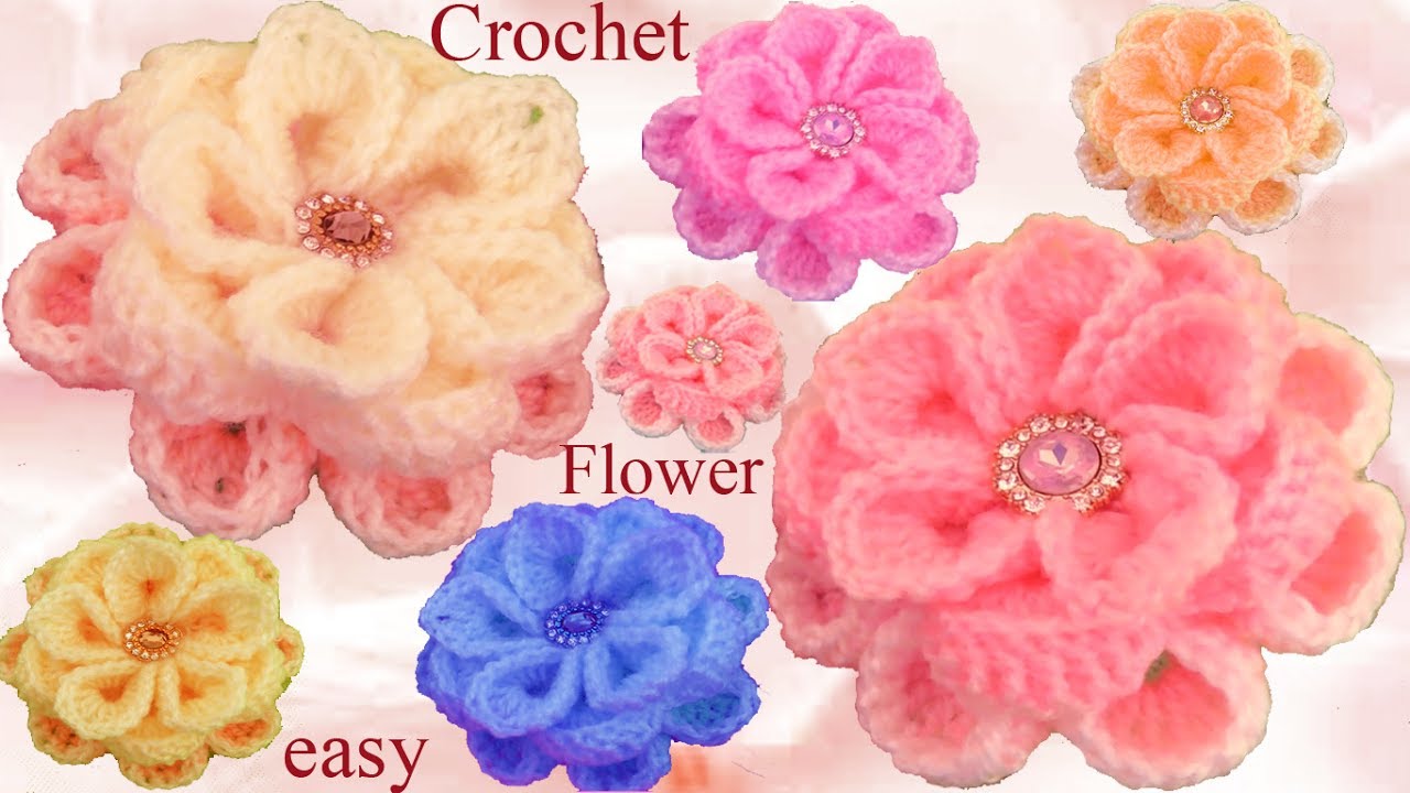 Como hacer flores tejidas fácil con Ganchillo Crochet How to roses tutorial