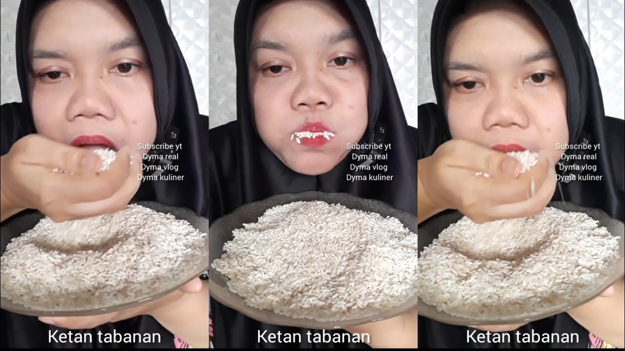 DYMA KULINER 💕ASMR RAW RICE EATING 💕Makan Beras Mentah💕#asmr #mukbang @dymaaaaa @Dymakuliner