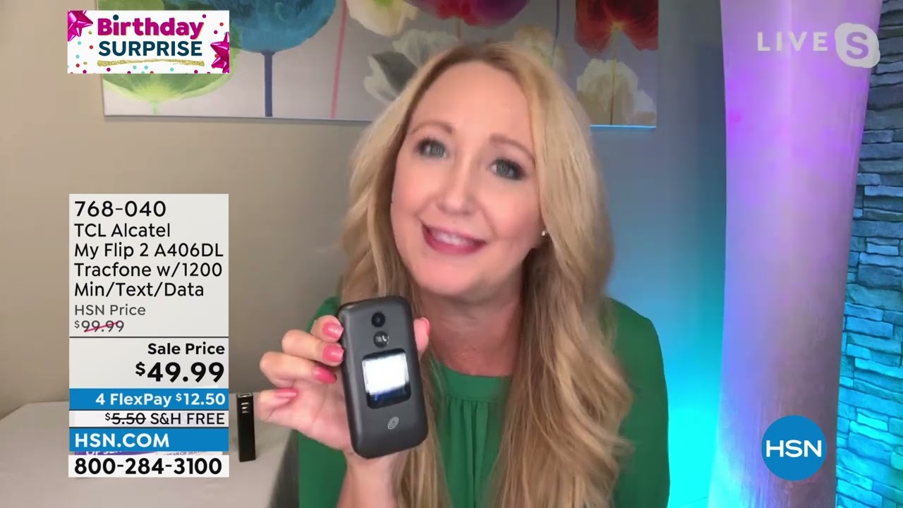 TCL Alcatel My Flip 2 A406DL Tracfone with 1200 Min/Text...