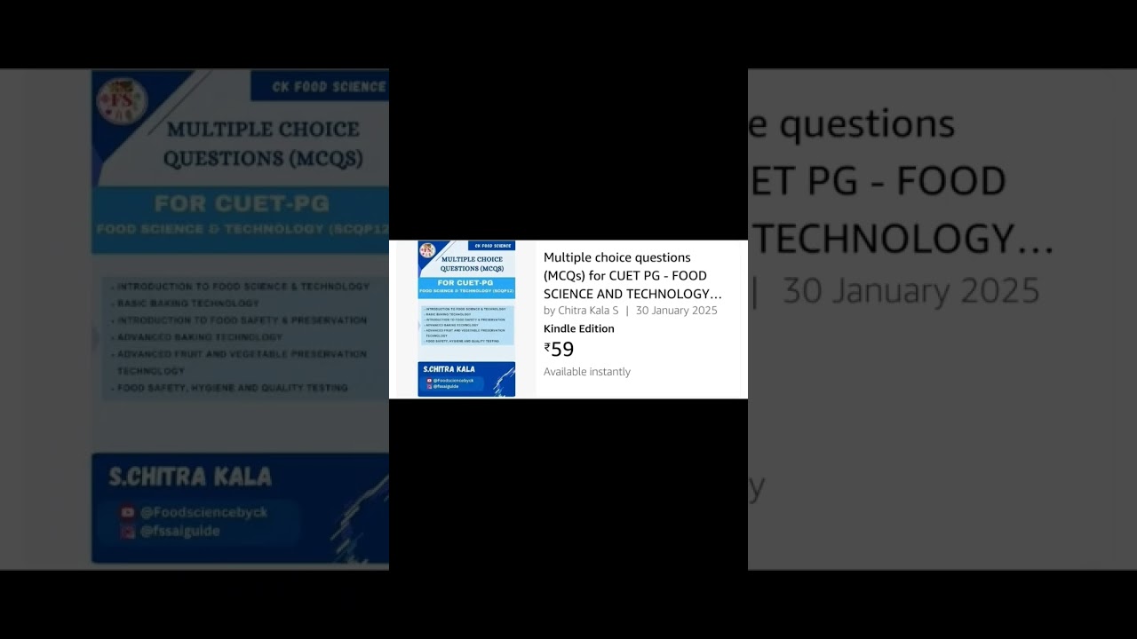 CUET-PG FOOD SCIENCE & TECHNOLOGY EBOOK #shorts #cuetpg #foodscience