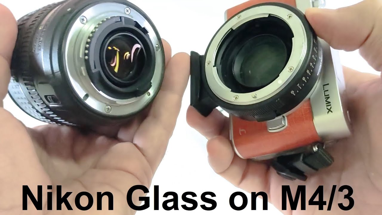 Nikon wide-angle glass connected to Micro Four Thirds using Viltrox speed booster