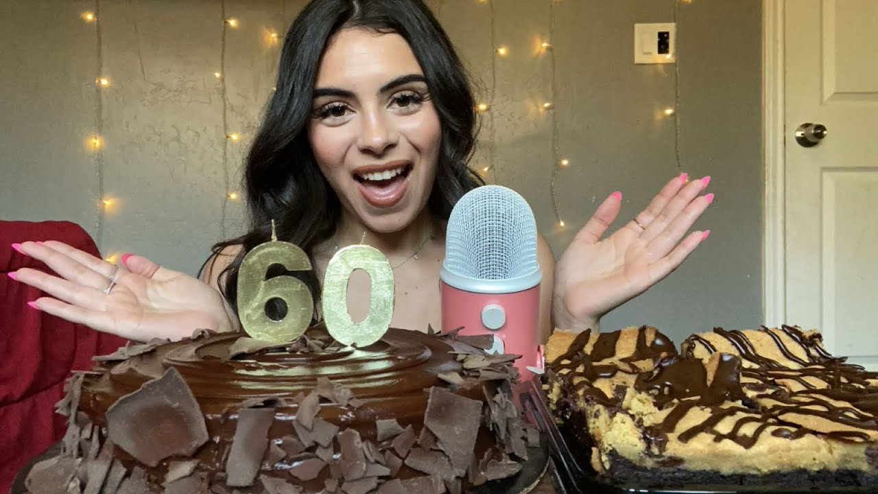 Asmr|| Fudgy triple chocolate cake & chocolate brownies mukbang🍫🍰(60k subs special)