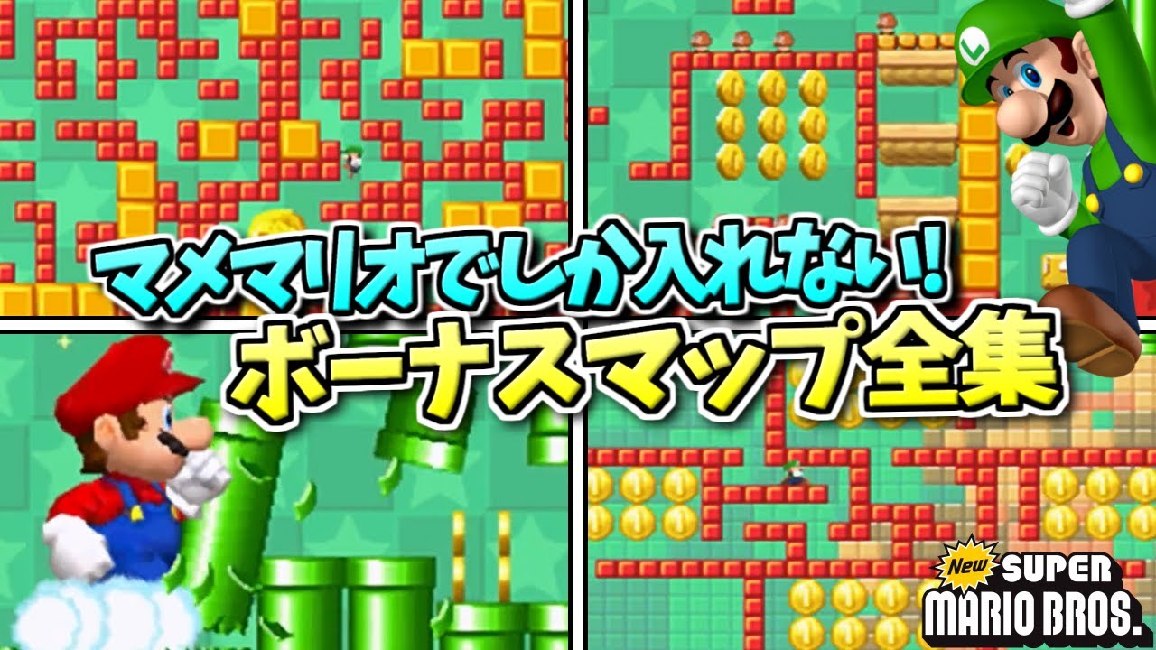マメマリオでしか入れない！ニューマリDS ボーナスマップ全集【NEW スーパーマリオブラザーズ】