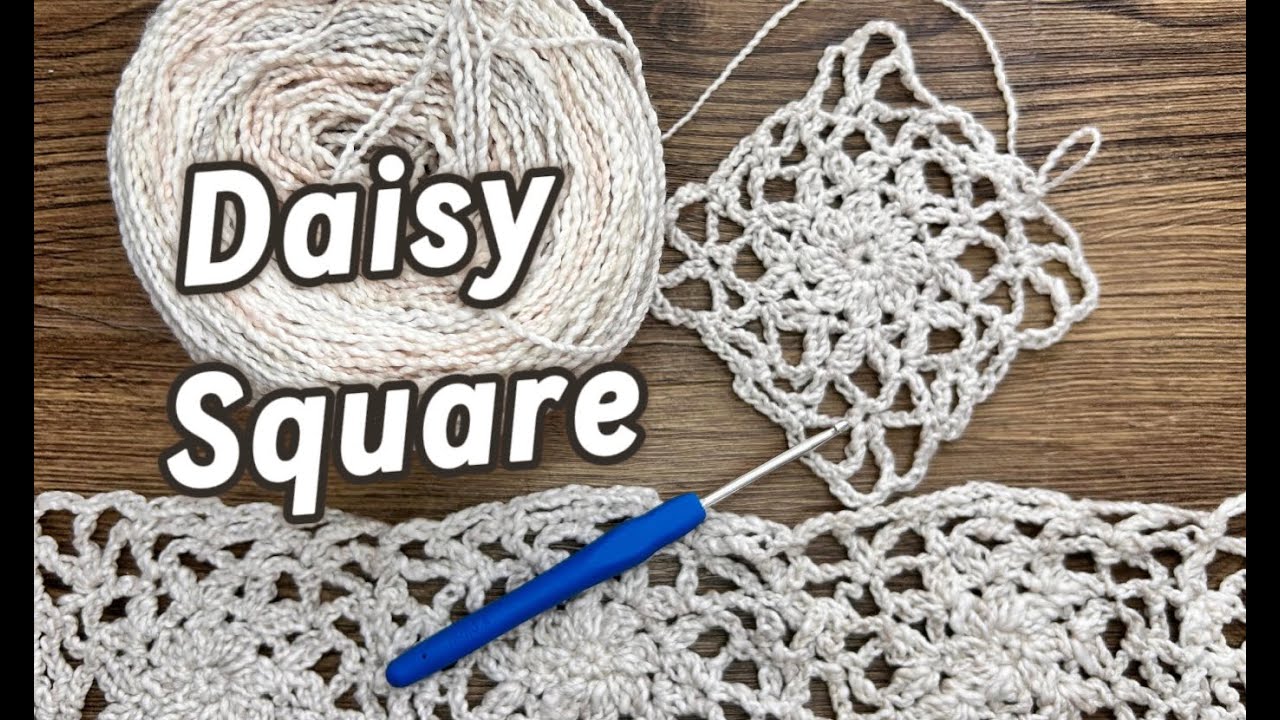 LACY DAISY SQUARE MOTIF, JOIN AS YOU GO, CROCHET TUTORIAL 