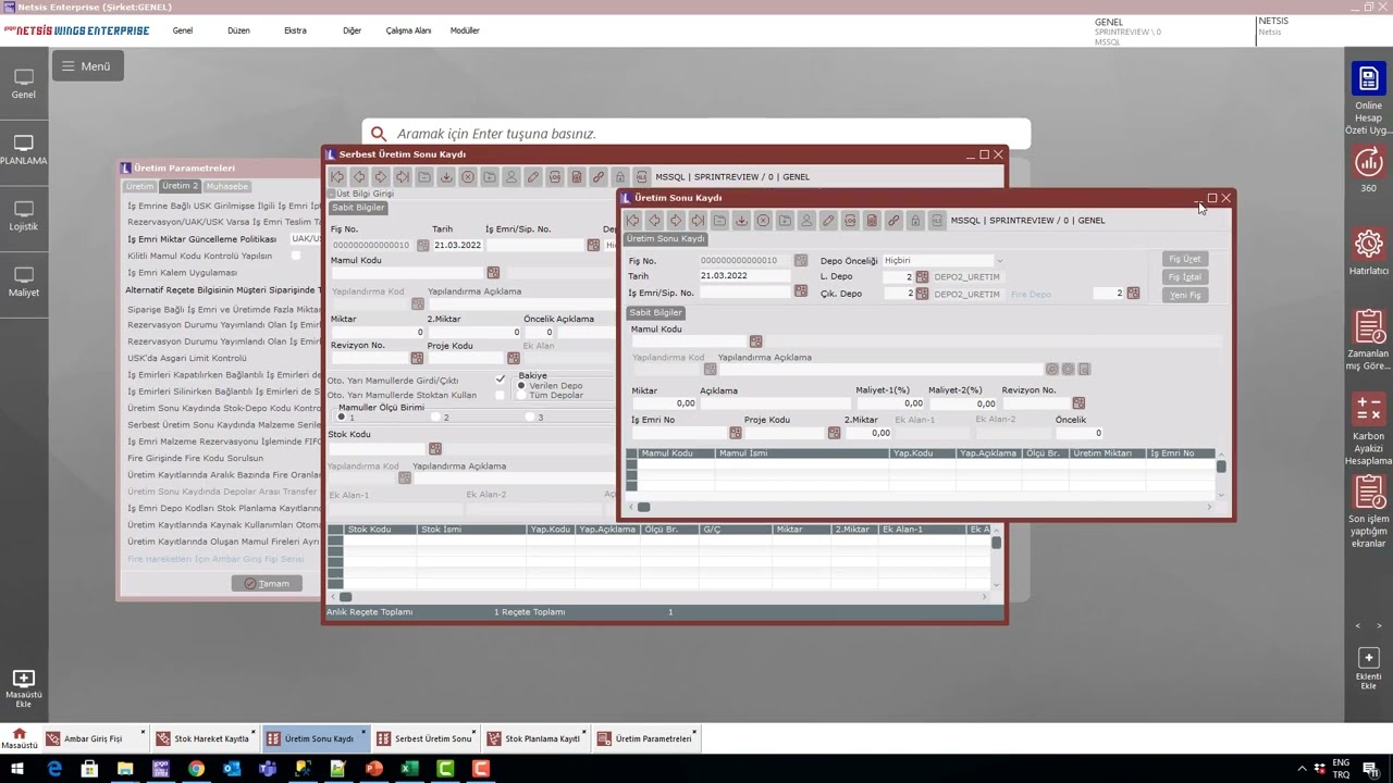 Netsis Mamul Firelerinin Otomatik Olarak Ayrı Depoya Taşınması