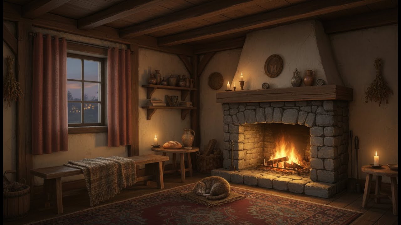 By the Hearth at Dusk | Cozy Medieval Music & Candlelit Cottage Ambience