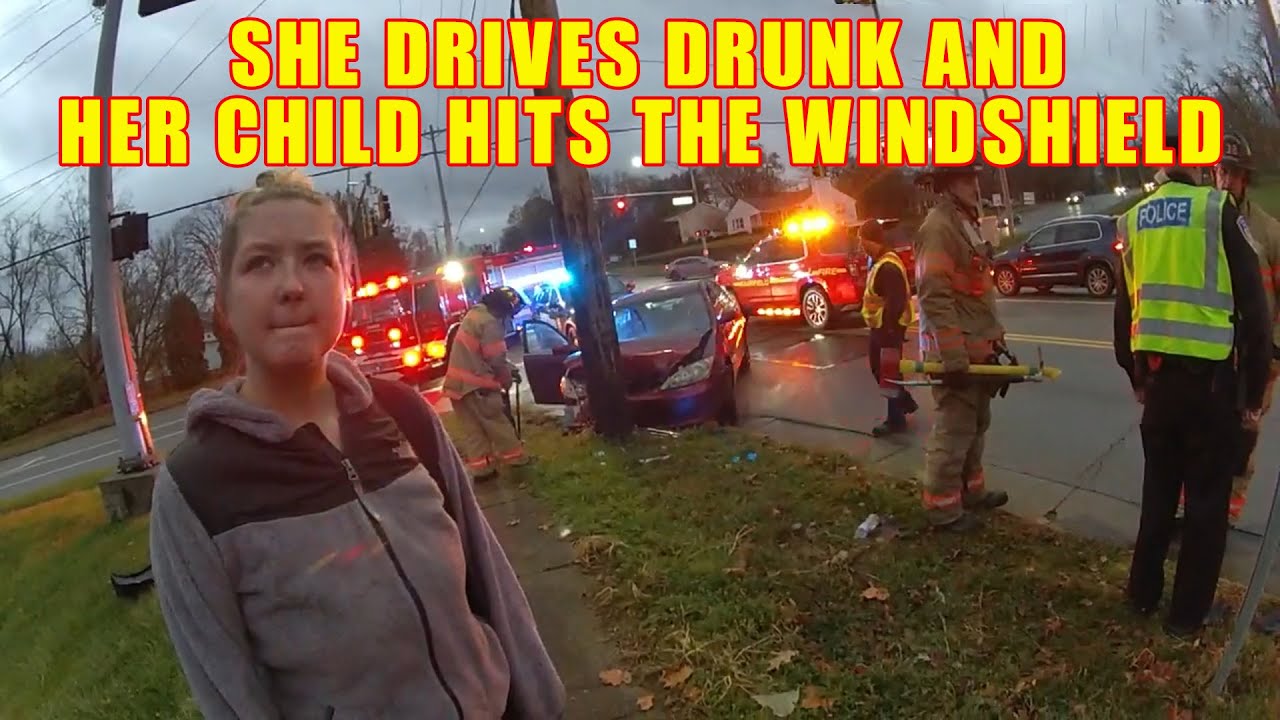 Mother of the Year Drives Drunk and Her Unrestrained Child Hits the Windshield