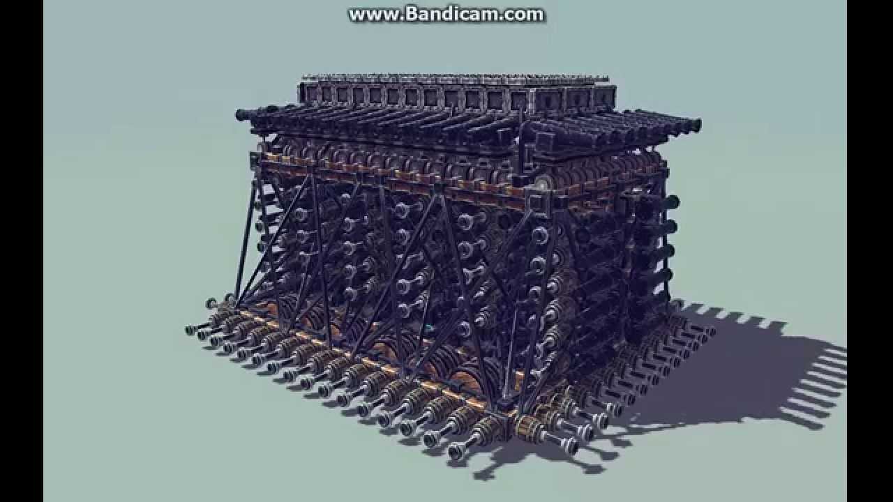 Besiege - Rolling cannon wall with 10 bomb selfdestruct option