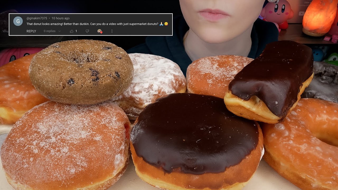 ASMR Donuts Mukbang *Chocolate Cake, Raspberry & Lemon Filled, Bavarian Cream, Blueberry, Glazed