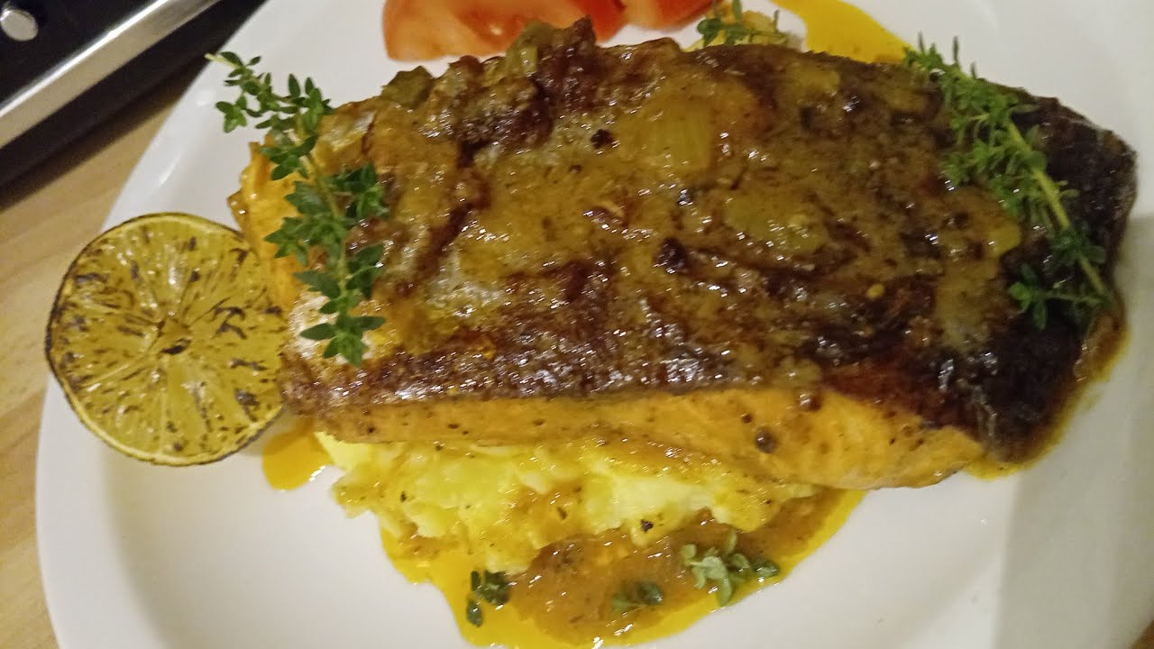 Let's cook some delicious Salmon Fish in coconut sauce|Mash potatos
