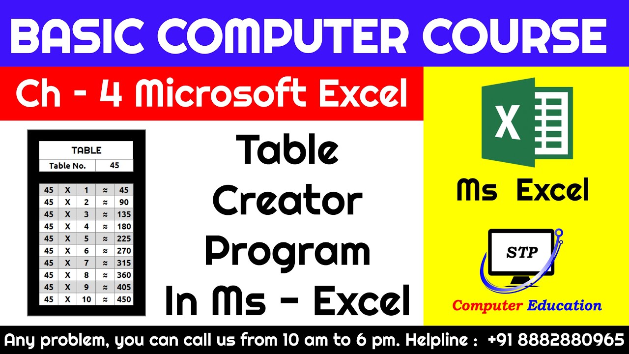 Ms Excel Chapter   4 Create Table Program In Excel