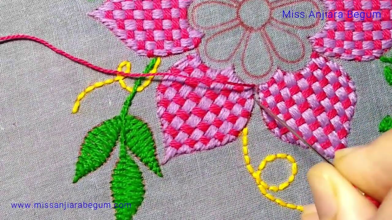 A Elegant Flower Embroidery, Hand Embroidery Flower Design, New Year Flower Embroidery-264