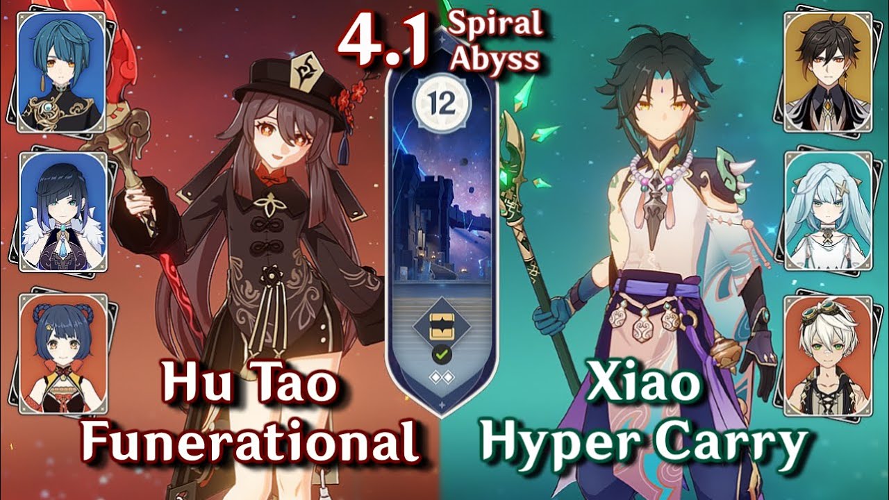 C0 Hutao Funerational & C1 Xiao Hyper Carry | Spiral Abyss 4.1 - Floor 12 9 Stars | Genshin Impact