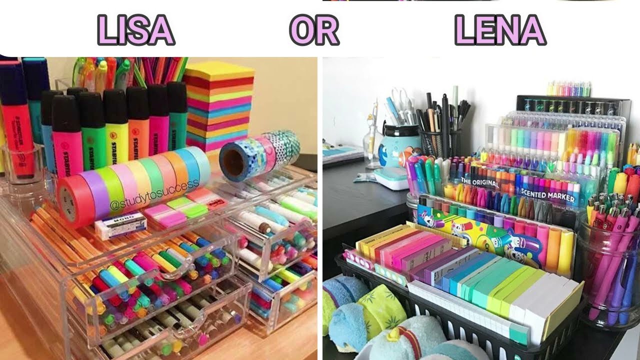 LISA OR LENA 💕 YOUR CHOICE 💗 BACK TO SCHOOL 👩‍🏫 DESK ORGANIZATION 😍 STATIONERY SCHOOL SUPPLIES